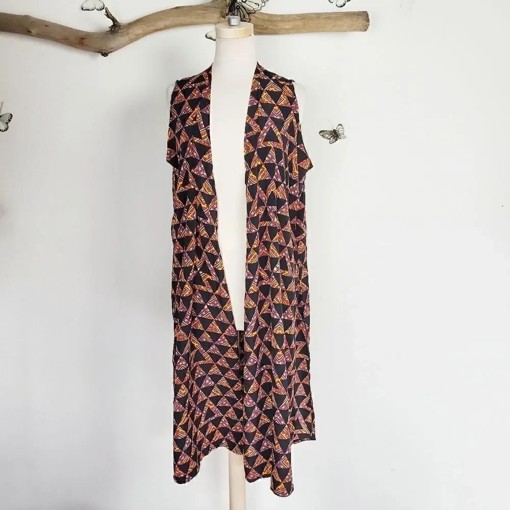 Lularoe Joy duster vest dark geometrical